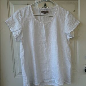Flax P (XS) Women's Classic White Short Sleeve Top BRAND NEW • NWOT